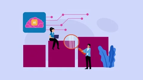 AI Big Data predictive analytics cartoon animation Video stock 302533792