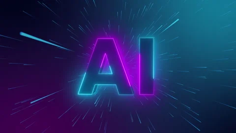 AI big text Artificial Intelligence concept. High technology neon color theme. Stock Footage 326998034