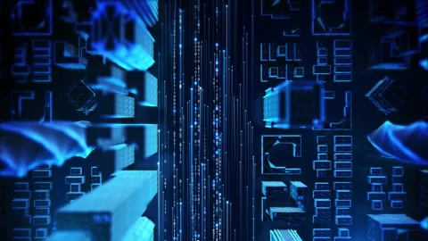 AI Binary Computing Network with Machine Learning and Data Transmission Stock Footage 342624964