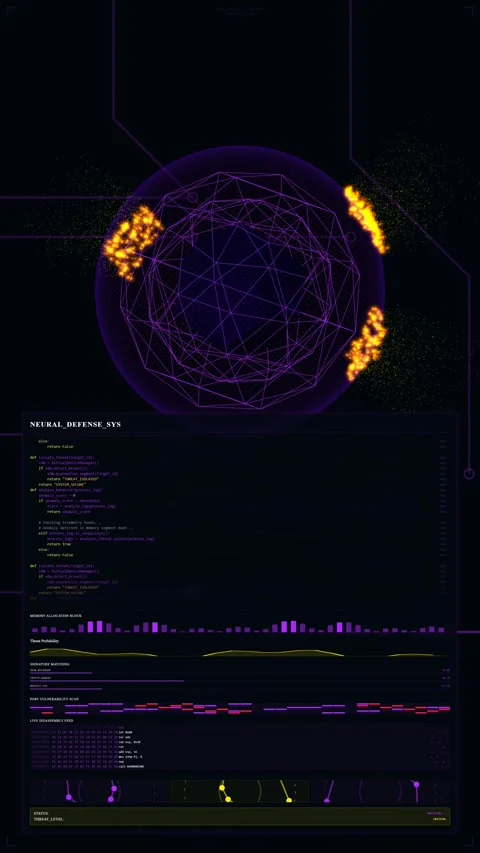 AI Binary Shield: Machine-Level Coding Neural Defense Mobile View Video stock 333933723