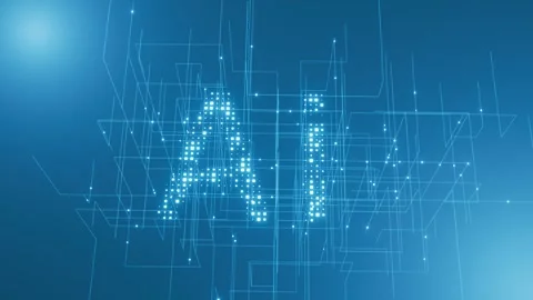 Ai blinks against the background of the neural network. Stock Footage 262784151