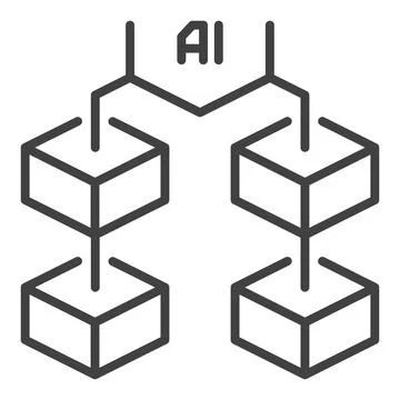 AI Blockchain vector Artificial Intelligence Block Chain outline icon or symb Stock Illustration