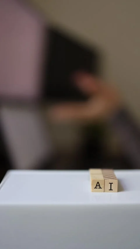 AI blocks in modern workspace Vidéo 337336769