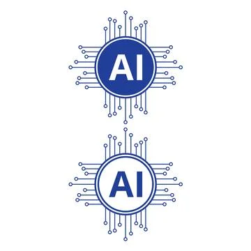 Ai blue logos on a white background with copy space イラスト素材