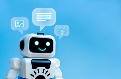 AI bot, Artificial intelligence assistant technology concept. White smart c.. Stock Photos