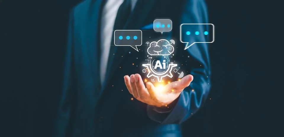 AI bot, Artificial Intelligence technology concept. Smart robot AI brain, Fut Stock Photos