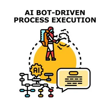 Ai bot driven process execution automation concept イラスト素材
