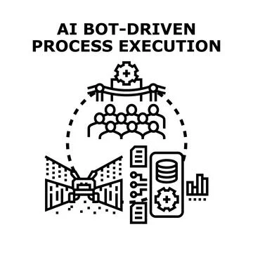 Ai bot driven process execution illustration concept Stockillustratie