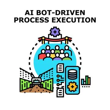 Ai bot driven process execution illustration concept Stock Illustration