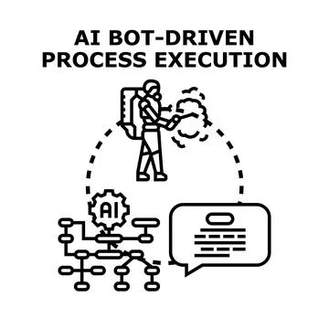 Ai bot driven process execution automation concept Stock Illustration