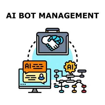 Ai bot management concept icon illustration イラスト素材
