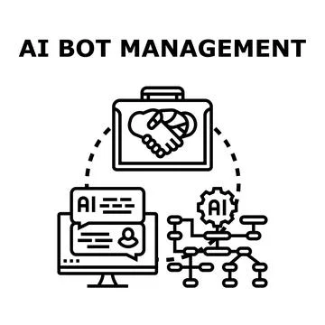 Ai bot management concept icon illustration Stock Illustration