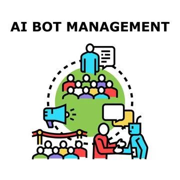 Ai bot management strategy and communication concept Stock Illustration