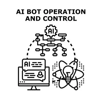 Ai bot operating and controlling data processing networks Stock Illustration