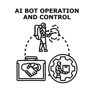 Ai bot operation and control concepts 스톡 일러스트