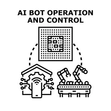 Ai bot operation and control via smart devices 스톡 일러스트