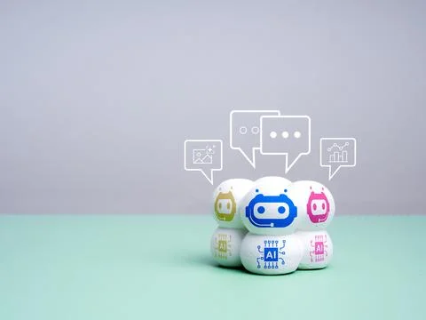 AI bot types, Artificial intelligence assistant technology concept. Differe.. Stock Photos