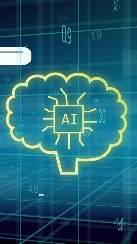 AI brain animation over digital data and chat bubbles Stock Footage 343902745
