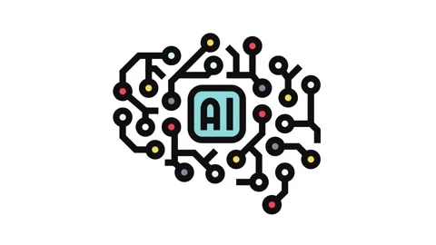 Ai brain big data color icon animation Stock Footage 326108383