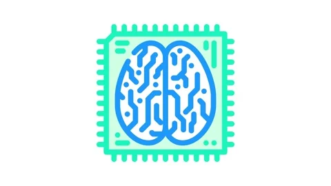 Ai brain big data color icon animation Stock Footage 327260078
