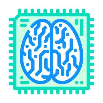Ai brain big data color icon vector illustration Stock Illustration
