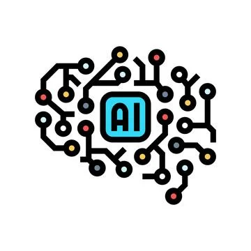 Ai brain big data color icon vector illustration Illustrazione stock