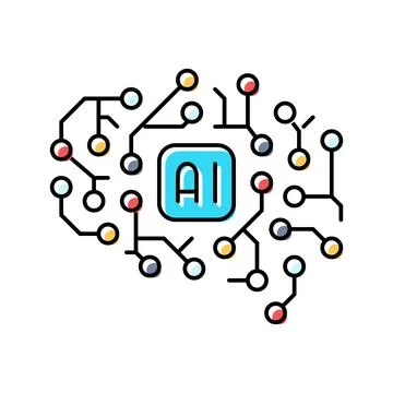 Ai brain big data color icon vector illustration Illustrazione stock