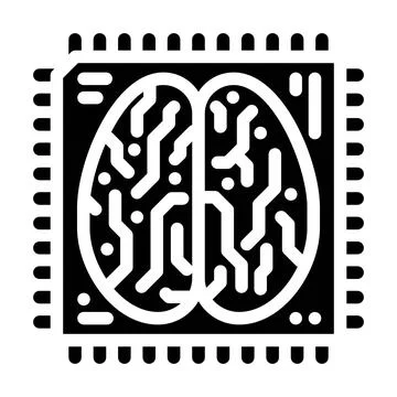 Ai brain big data glyph icon vector illustration Stock Illustration