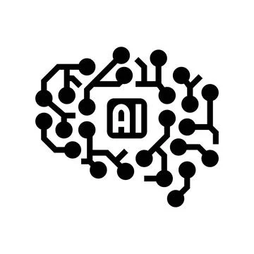 Ai brain big data glyph icon vector illustration Illustrazione stock