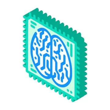 Ai brain big data isometric icon vector illustration Stock Illustration