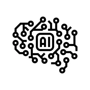 Ai brain big data line icon vector illustration Stock Illustration