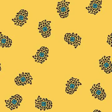 Ai brain big data vector seamless pattern Stock Illustration