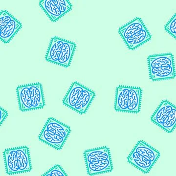 Ai brain big data vector seamless pattern Stock Illustration