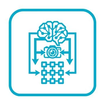 AI brain with camera and grid for machine learning. 스톡 일러스트