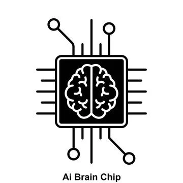 AI brain chip editable technology vector icon design. Stock Illustration