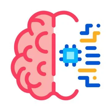 Ai Brain Chip Icon Vector Outline Illustration Illustrazione stock
