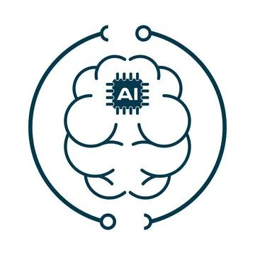 AI brain chip inside and line circle technology system for UI of wep, app, .. Stock Illustration