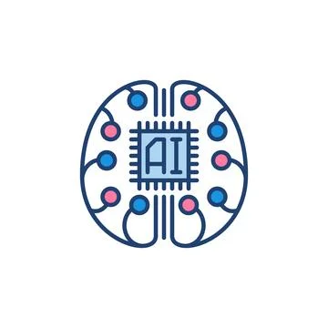 AI Brain with Chip vector Cyberbrain concept colored icon Illustrazione stock