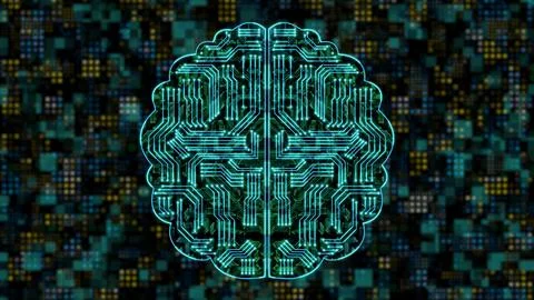 Ai brain circuit board background with bright circle background 스톡 일러스트