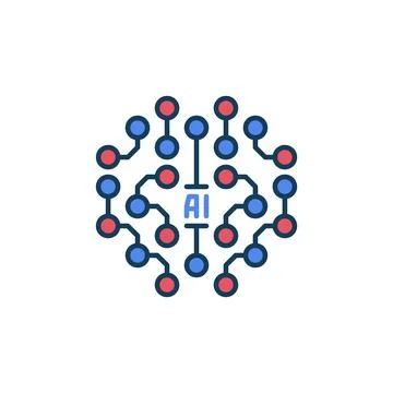AI Brain Circuit Board vector Artificial Intelligence concept colored icon Stock Illustration