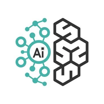 AI Brain Circuit Technology Logo Stock Illustration