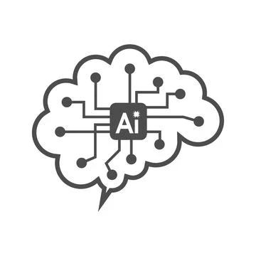 AI Brain Circuit Technology Logo Stock Illustration