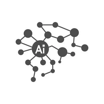 AI Brain Circuit Technology Logo Stock Illustration
