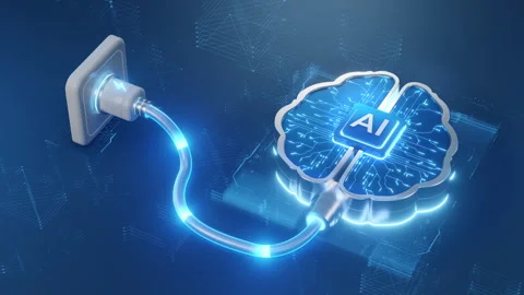 AI Brain Connected to Power Plug, Symbolizing High Energy Consumption Stock-Footage 337424793