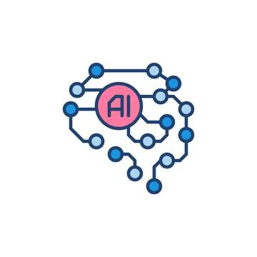 AI Brain creative icon - vector Artificial Intelligence concept symbol Stock Illustration