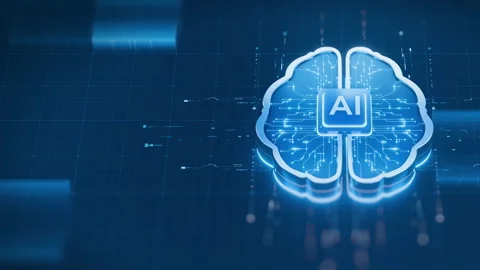 AI Brain with Digital Circuitry and AI Chip on Futuristic Technology Background Stock Footage 337424918