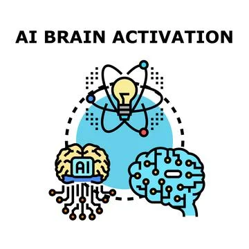 Ai brain generating new activation ideas concept Stock Illustration