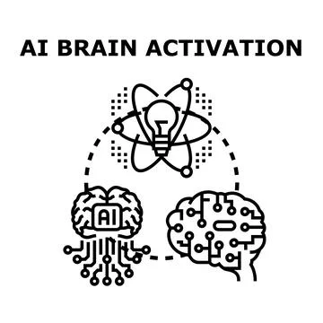 Ai brain generating new activation ideas concept Stock Illustration