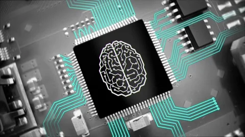 AI brain glitching while connecting to computer and internet world - 3D Video stock 238885539