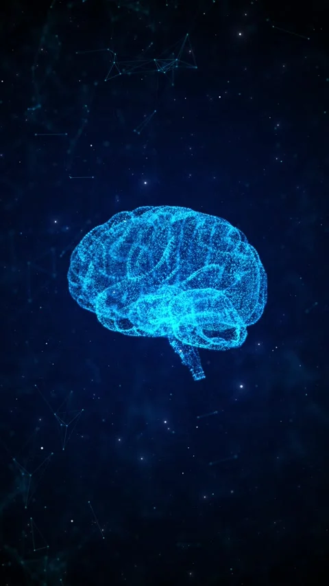 Ai brain glowing lines and dots in technology . Science futuristic artificial Stock Footage 312585073